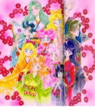 The Senshi, including ChibiChibi,  in kimonos